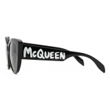 Alexander McQueen - McQueen Graffiti Cat-Eye Sunglasses - Black Grey - Alexander McQueen Eyewear