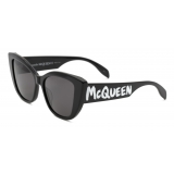Alexander McQueen - Occhiali da Sole Cat-Eye McQueen Graffiti - Nero Grigio - Alexander McQueen Eyewear