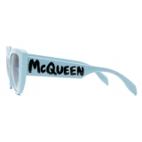 Alexander McQueen - McQueen Graffiti Cat-Eye Sunglasses - Light Blue - Alexander McQueen Eyewear