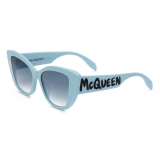 Alexander McQueen - Occhiali da Sole Cat-Eye McQueen Graffiti - Azzurro - Alexander McQueen Eyewear