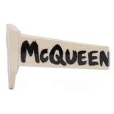 Alexander McQueen - Occhiali da Sole Ovali McQueen Graffiti - Bianco Giallo - Alexander McQueen Eyewear