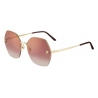 Cartier - Rotondi - Oro Lenti Bordeaux con Flash Rosa - Panthère de Cartier Collection - Occhiali da Sole - Cartier Eyewear