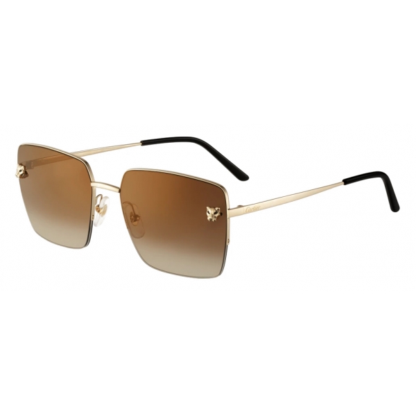 Cartier - Rectangular - Gold-Finish Brown Lenses with Gold Flash ...