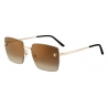 Cartier - Rectangular - Gold-Finish Brown Lenses with Gold Flash - Panthère de Cartier Collection - Sunglasses - Cartier Eyewear