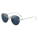 Cartier - Round - Glossy Platinum Finish Titanium Blue Lenses - Pasha de Cartier Collection - Sunglasses - Cartier Eyewear