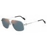 Cartier - Pilota - Platino Lucida Lenti Blu con Flash Oro - Première de Cartier Collection - Occhiali da Sole - Cartier Eyewear