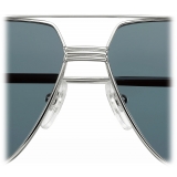 Cartier - Pilot - Shiny Platinum Blue Lenses with Gold Flash - Première de Cartier Collection - Sunglasses - Cartier Eyewear