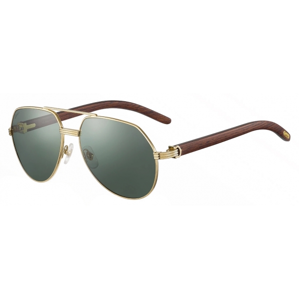 Cartier wood best sale and gold glasses