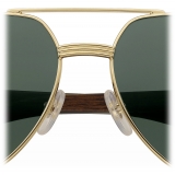 Cartier - Pilot - Brown Wood Gold Finish Polarized Green Lenses - Première de Cartier Collection - Sunglasses - Cartier Eyewear