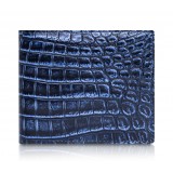 Ammoment - Nile Crocodile in Antique Navy - Leather Bifold Wallet with Center Flap