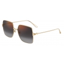 Cartier - Square - Gold Finish Gray Lenses with Gold Flash - Santos de Cartier Collection - Sunglasses - Cartier Eyewear