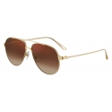 Cartier - Pilot - Gold Finish Brown Lenses with Gold Flash - Santos de Cartier Collection - Sunglasses - Cartier Eyewear