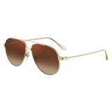Cartier - Pilot - Gold Finish Brown Lenses with Gold Flash - Santos de Cartier Collection - Sunglasses - Cartier Eyewear
