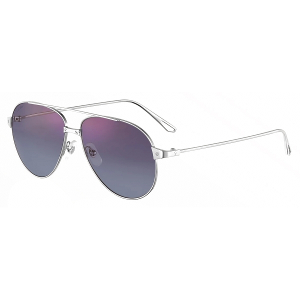 Cartier - Pilot - Platinum Finish Purple and Blue Gradient Lenses - Santos de Cartier Collection - Sunglasses - Cartier Eyewear