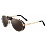 Cartier - Pilot - Gold Finish Gray Polarized Lenses - Santos de Cartier Collection - Sunglasses - Cartier Eyewear