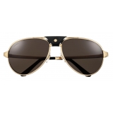 Cartier - Pilot - Gold Finish Gray Polarized Lenses - Santos de Cartier Collection - Sunglasses - Cartier Eyewear
