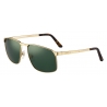 Cartier - Rettangolare - Metallo Finitura Oro Lenti Verde - Santos de Cartier Collection - Occhiali da Sole - Cartier Eyewear