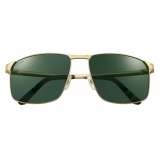 Cartier - Rectangular - Gold Finish Green Polarized Lenses - Santos de Cartier Collection - Sunglasses - Cartier Eyewear