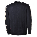 MC2 Saint Barth - High Neck Pullover with Contrast Writing - Blue - Luxury Exclusive Collection