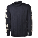 MC2 Saint Barth - High Neck Pullover with Contrast Writing - Blue - Luxury Exclusive Collection