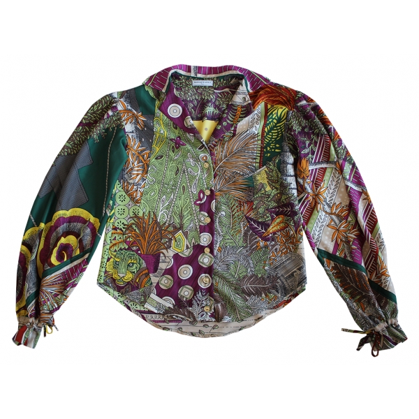 Margaux Avila - Sleeve Shirt - Emeraude - Shirt - Made in Italy - Luxury Exclusive Collection
