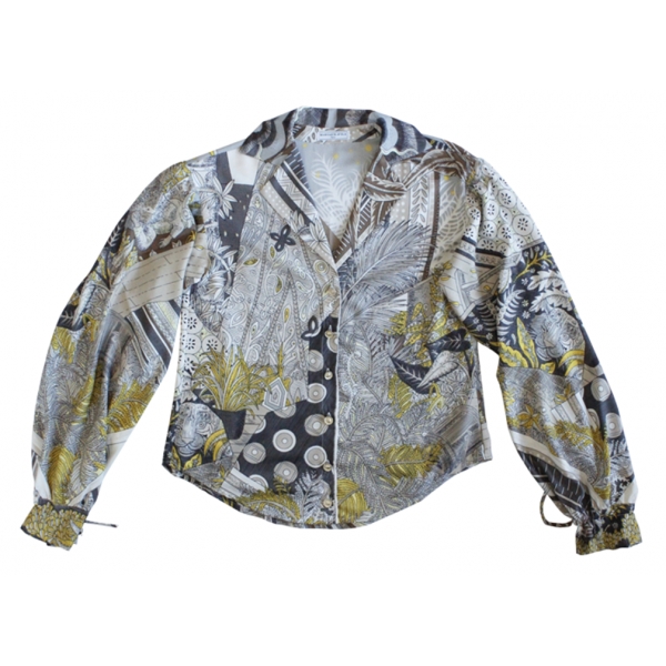 Margaux Avila - Sleeve Shirt - Grey - Shirt - Made in Italy - Luxury Exclusive Collection