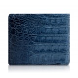 Ammoment - Caiman in Degrade Light-Dark Blue - Leather Bifold Wallet with Center Flap