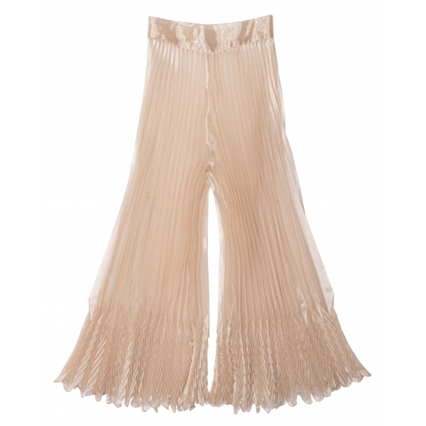 Margaux Avila - Pant in Organza - Nude - Pants - Made in Italy - Luxury Exclusive Collection