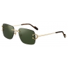 Cartier - Rectangular - Shiny Gold Green Lenses - Signature C de Cartier Collection - Sunglasses - Cartier Eyewear