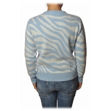 MC2 Saint Barth - Sweater in Zebra Pattern Wild at Heart - Light Blue/White - Luxury Exclusive Collection