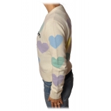 MC2 Saint Barth - Sweater in Hearts Pattern I'm In Love - White - Luxury Exclusive Collection