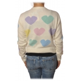 MC2 Saint Barth - Sweater in Hearts Pattern I'm In Love - White - Luxury Exclusive Collection