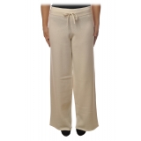 MC2 Saint Barth - Wide Leg Trouser in Knitted Yarn - Cream - Luxury Exclusive Collection