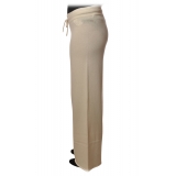 MC2 Saint Barth - Wide Leg Trouser in Knitted Yarn - Cream - Luxury Exclusive Collection