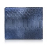 Ammoment - Python in Calcite Blue - Leather Bifold Wallet with Center Flap