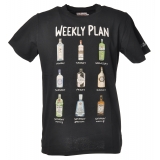 MC2 Saint Barth - T-Shirt with Bottles Print Weekly Plan - Blue - Luxury Exclusive Collection