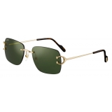 Cartier - Rectangular - Shiny Gold Green Lenses - Signature C de Cartier Collection - Sunglasses - Cartier Eyewear