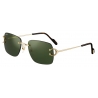 Cartier - Rettangolare - Oro Lucida Lenti Verde - Signature C de Cartier Collection - Occhiali da Sole - Cartier Eyewear