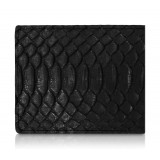 Ammoment - Python in Black - Leather Bifold Wallet with Center Flap
