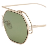 Fendi - Fendi O’Lock - Occhiali da Sole Esagonale - Oro Verde - Occhiali da Sole - Fendi Eyewear
