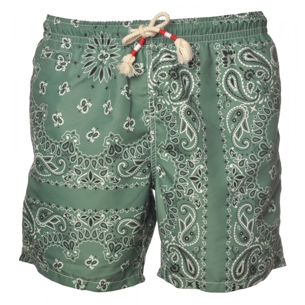 MC2 Saint Barth - Boxer Swimsuit in Bandana Pattern - Green - Luxury Exclusive Collection