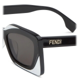 Fendi - Fendi Feel - Occhiali da Sole Rettangolari - Nero Grigio - Occhiali da Sole - Fendi Eyewear