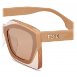 Fendi - Fendi Feel - Occhiali da Sole Rettangolari - Beige Marrone - Occhiali da Sole - Fendi Eyewear