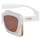 Fendi - Fendi Feel - Occhiali da Sole Rettangolari - Bianco Marrone - Occhiali da Sole - Fendi Eyewear
