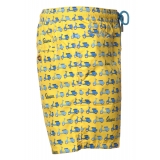 MC2 Saint Barth - Boxer Swimsuit in Vespa Pattern - Yellow - Luxury Exclusive Collection