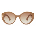 Fendi - Fendi First - Occhiali da Sole Quadrati - Beige Marrone Sfumate - Occhiali da Sole - Fendi Eyewear