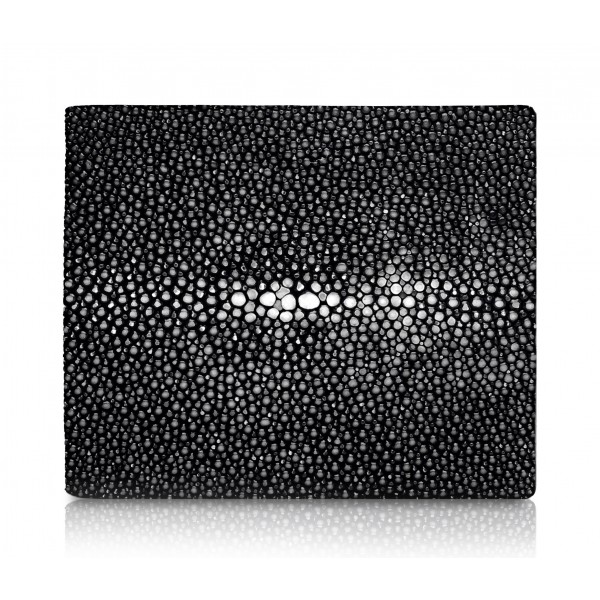 Ammoment - Stingray in Black - Leather Bifold Wallet with Center Flap