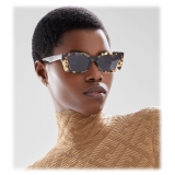 Fendi - Fendi Way - Occhiali da Sole Rettangolare - Havana Giallo Grigio Scuro - Occhiali da Sole - Fendi Eyewear