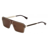 Fendi - Fendi Fragment - Occhiali da Sole Squadrati - Oro Marrone - Occhiali da Sole - Fendi Eyewear