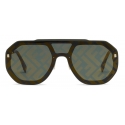 Fendi - FF Evolution - Occhiali da Sole Squadrati - Oro Verde - Occhiali da Sole - Fendi Eyewear